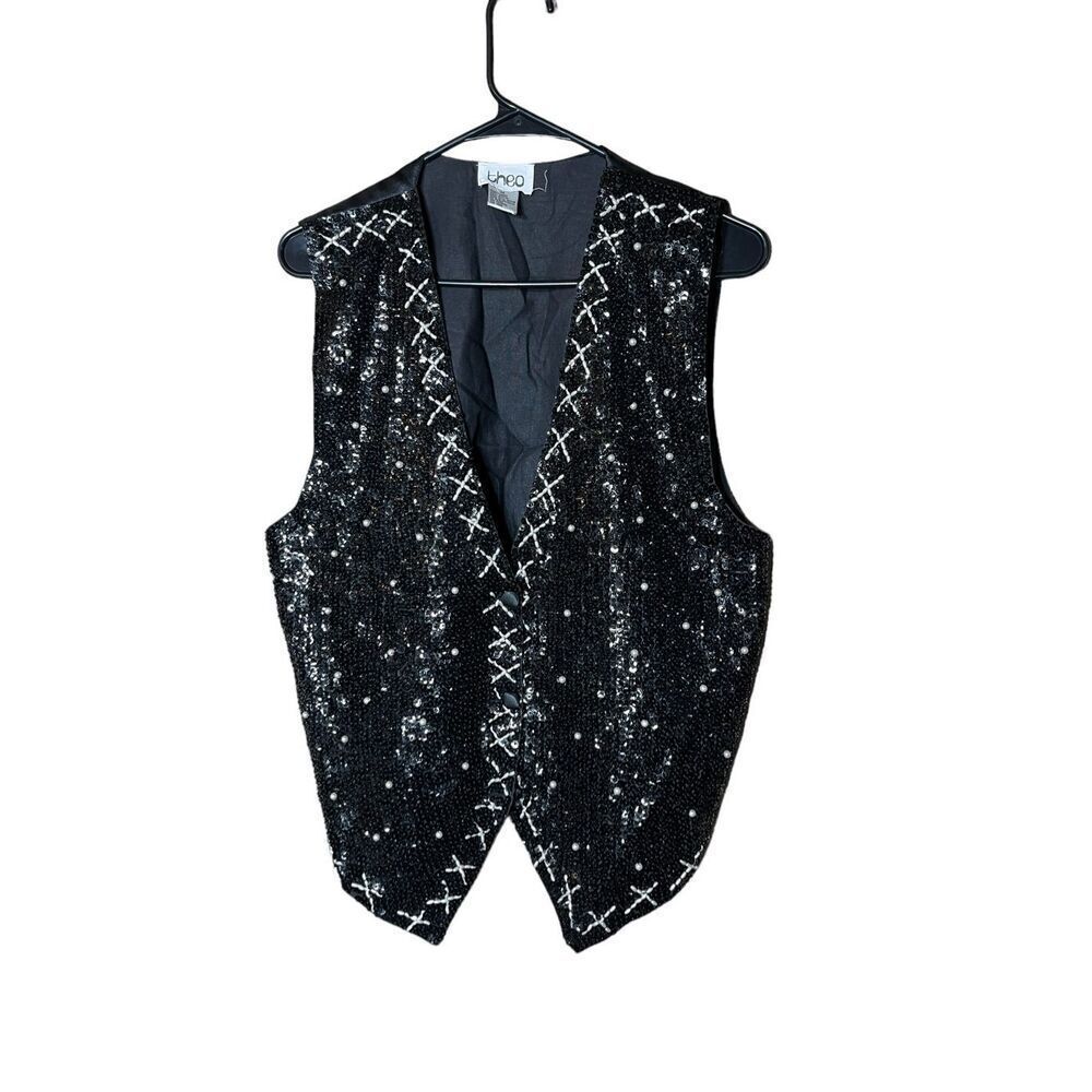Vintage Theo‎ 90s Sequin Beaded Vest Size M